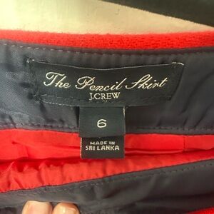 J. Crew Vibrant Red Pencil Skirt
